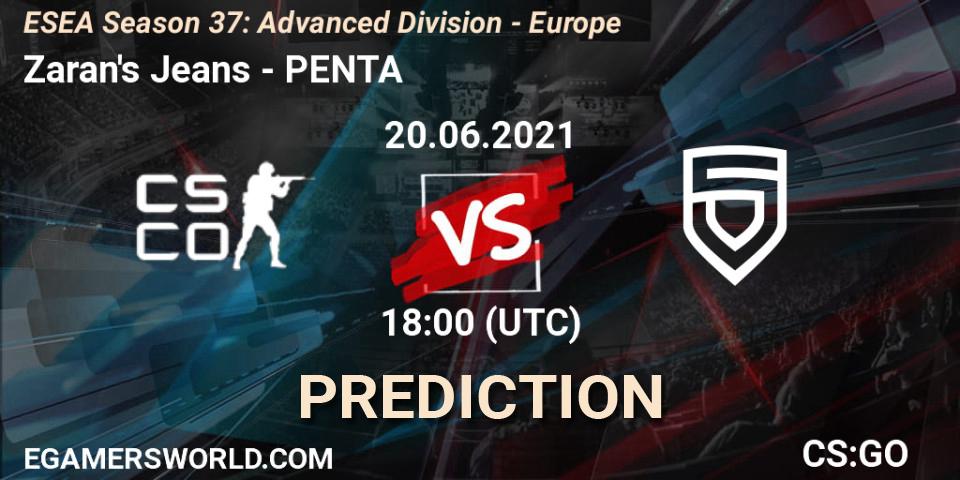 Prognose für das Spiel Zaran's Jeans VS PENTA. 20.06.21. CS2 (CS:GO) - ESEA Season 37: Advanced Division - Europe