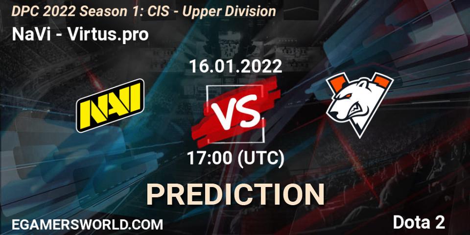 Prognose für das Spiel NaVi VS Virtus.pro. 16.01.2022 at 17:01. Dota 2 - DPC 2022 Season 1: CIS - Upper Division