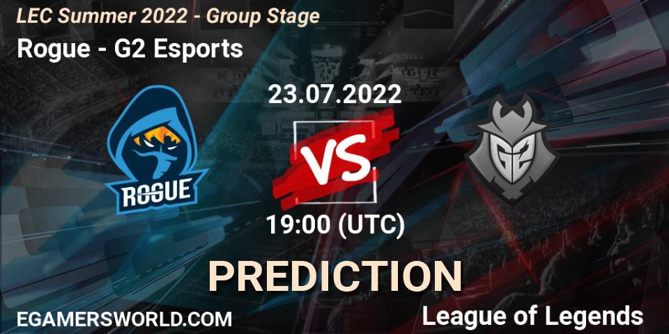 Prognose für das Spiel Rogue VS G2 Esports. 23.07.2022 at 18:00. LoL - LEC Summer 2022 - Group Stage