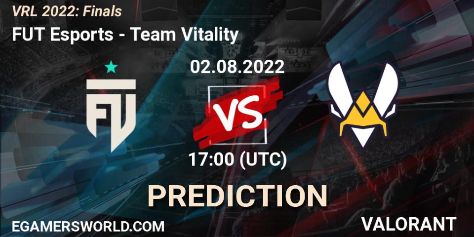 Prognose für das Spiel FUT Esports VS Team Vitality. 02.08.2022 at 16:45. VALORANT - VRL 2022: Finals