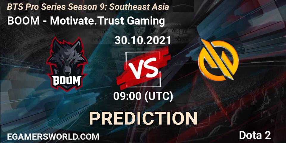 Prognose für das Spiel BOOM VS Motivate.Trust Gaming. 06.11.2021 at 07:00. Dota 2 - BTS Pro Series Season 9: Southeast Asia