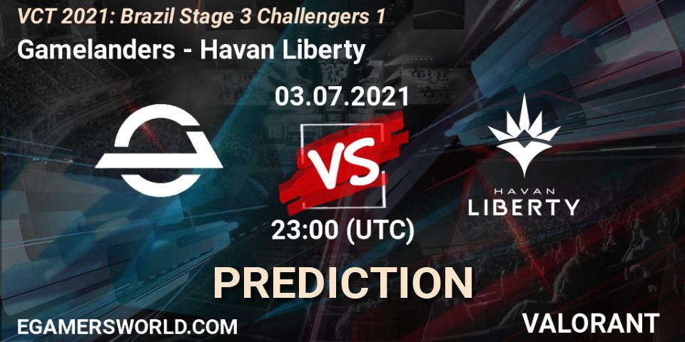 Prognose für das Spiel Gamelanders VS Havan Liberty. 03.07.2021 at 23:00. VALORANT - VCT 2021: Brazil Stage 3 Challengers 1