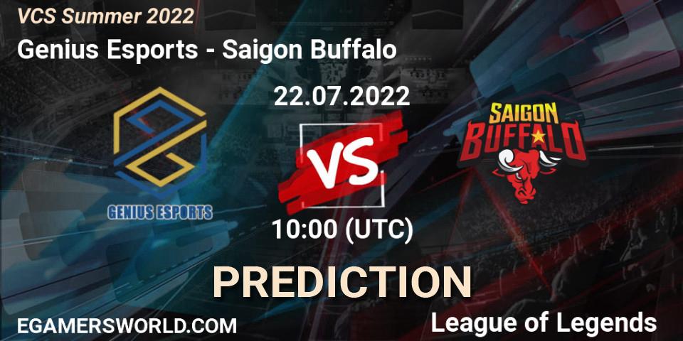 Prognose für das Spiel Genius Esports VS Saigon Buffalo. 22.07.2022 at 10:00. LoL - VCS Summer 2022