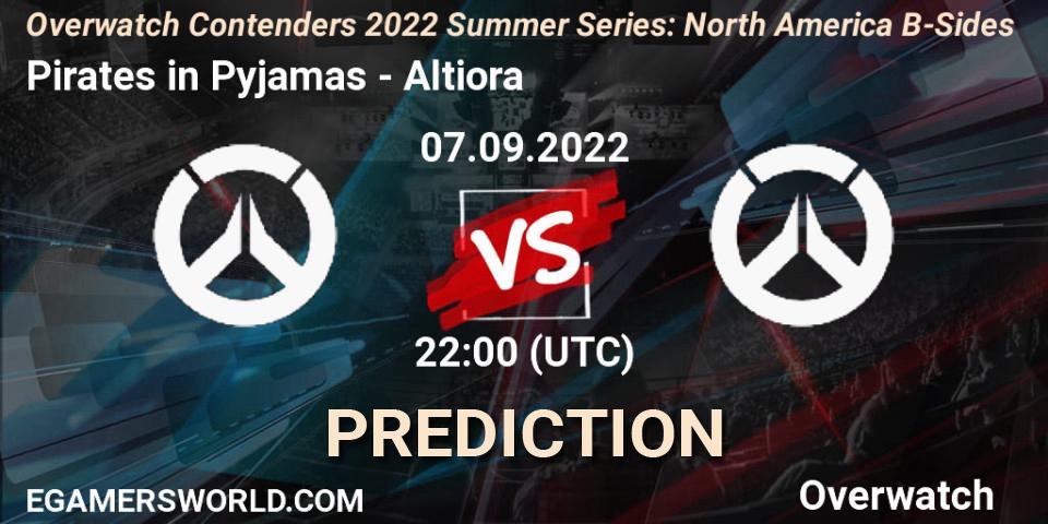 Prognose für das Spiel Pirates in Pyjamas VS Altiora. 07.09.2022 at 22:00. Overwatch - Overwatch Contenders 2022 Summer Series: North America B-Sides
