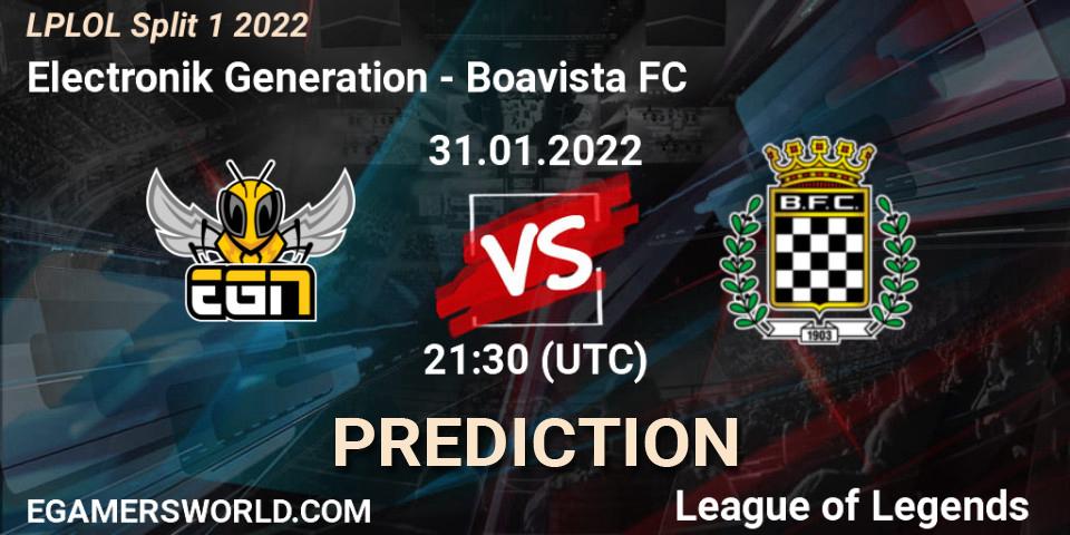 Prognose für das Spiel Electronik Generation VS Boavista FC. 31.01.2022 at 21:10. LoL - LPLOL Split 1 2022