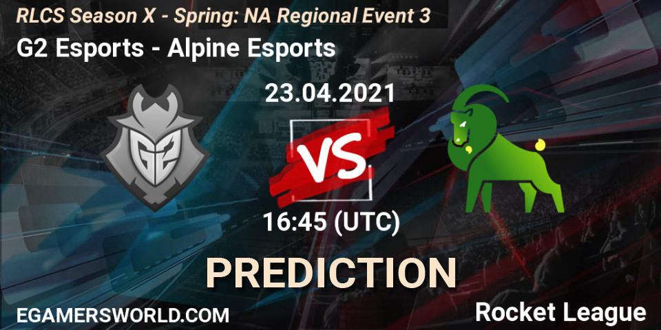 Prognose für das Spiel G2 Esports VS Alpine Esports. 23.04.21. Rocket League - RLCS Season X - Spring: NA Regional Event 3