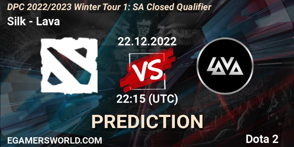 Prognose für das Spiel Silk VS Lava. 22.12.22. Dota 2 - DPC 2022/2023 Winter Tour 1: SA Closed Qualifier