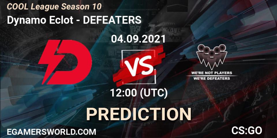Prognose für das Spiel Dynamo Eclot VS DEFEATERS. 04.09.2021 at 08:00. Counter-Strike (CS2) - COOL League Season 10