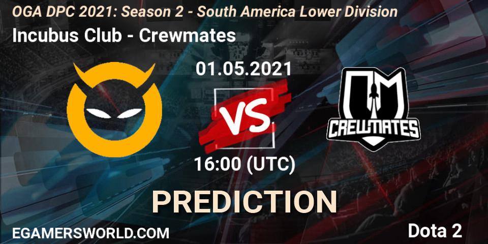 Prognose für das Spiel Incubus Club VS Crewmates. 01.05.21. Dota 2 - OGA DPC 2021: Season 2 - South America Lower Division 