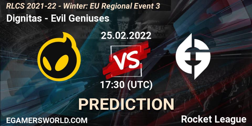Prognose für das Spiel Dignitas VS Evil Geniuses. 25.02.22. Rocket League - RLCS 2021-22 - Winter: EU Regional Event 3