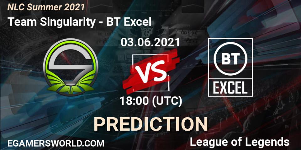 Prognose für das Spiel Team Singularity VS BT Excel. 03.06.2021 at 18:00. LoL - NLC Summer 2021