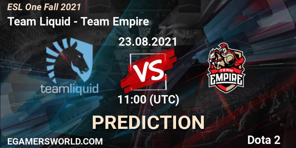 Prognose für das Spiel Team Liquid VS Team Empire. 23.08.2021 at 10:56. Dota 2 - ESL One Fall 2021
