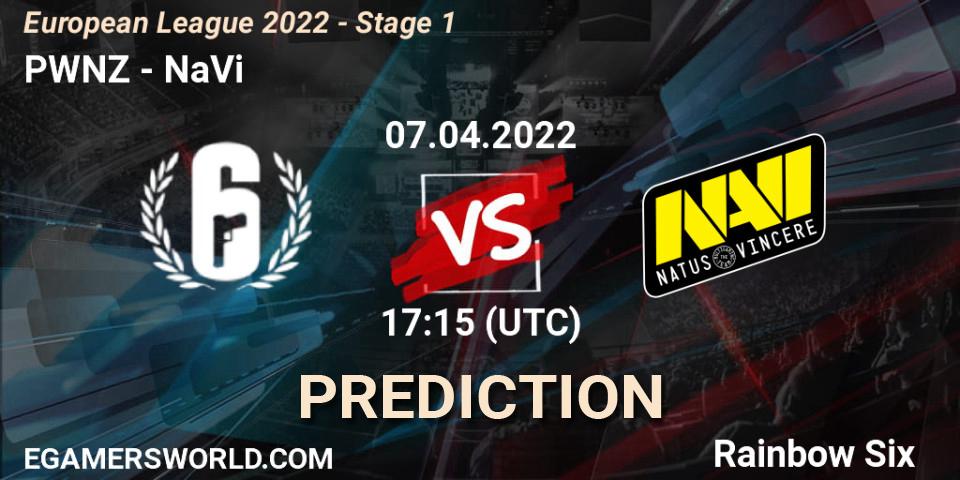 Prognose für das Spiel PWNZ VS NaVi. 07.04.2022 at 17:15. Rainbow Six - European League 2022 - Stage 1