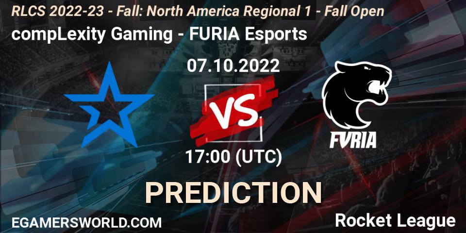 Prognose für das Spiel compLexity Gaming VS FURIA Esports. 07.10.2022 at 17:00. Rocket League - RLCS 2022-23 - Fall: North America Regional 1 - Fall Open
