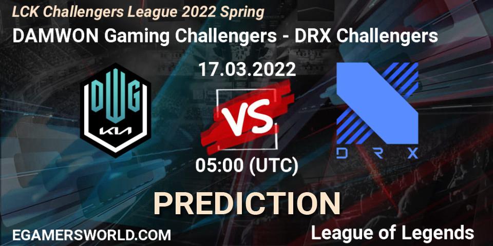 Prognose für das Spiel DAMWON Gaming Challengers VS DRX Challengers. 17.03.2022 at 05:00. LoL - LCK Challengers League 2022 Spring
