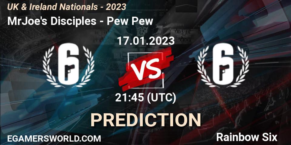 Prognose für das Spiel MrJoe's Disciples VS Pew Pew. 17.01.2023 at 21:45. Rainbow Six - UK & Ireland Nationals - 2023