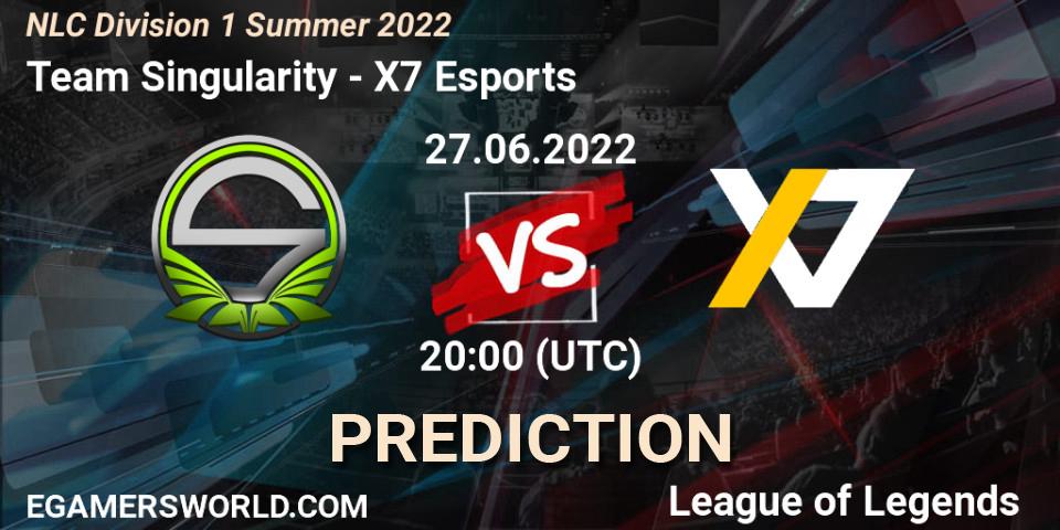Prognose für das Spiel Team Singularity VS X7 Esports. 27.06.2022 at 20:00. LoL - NLC Division 1 Summer 2022
