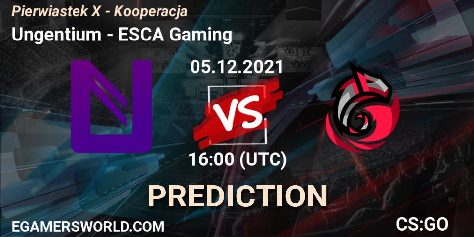Prognose für das Spiel Ungentium VS ESCA Gaming. 05.12.21. CS2 (CS:GO) - Pierwiastek X - Kooperacja