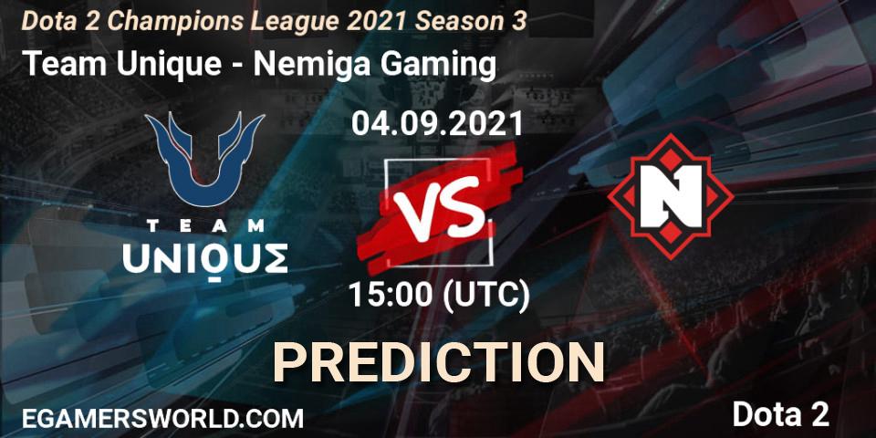 Prognose für das Spiel Team Unique VS Nemiga Gaming. 04.09.21. Dota 2 - Dota 2 Champions League 2021 Season 3