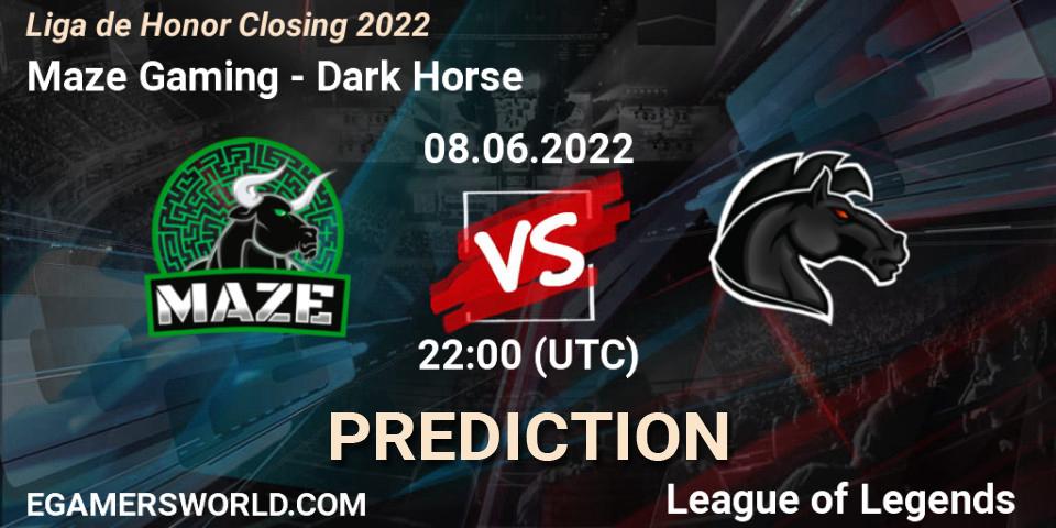 Prognose für das Spiel Maze Gaming VS Dark Horse. 08.06.22. LoL - Liga de Honor Closing 2022