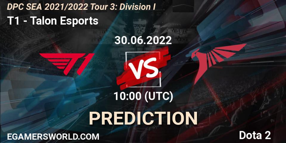 Prognose für das Spiel T1 VS Talon Esports. 30.06.2022 at 10:00. Dota 2 - DPC SEA 2021/2022 Tour 3: Division I