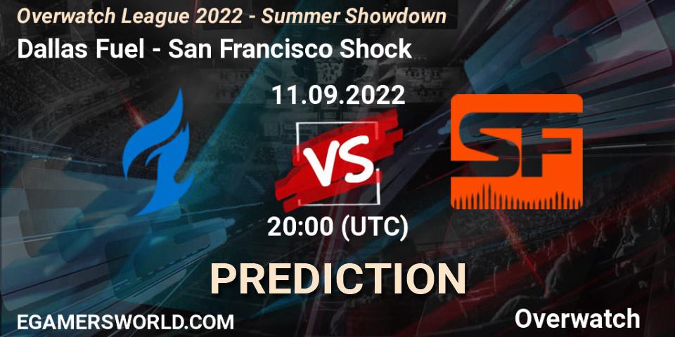Prognose für das Spiel Dallas Fuel VS San Francisco Shock. 11.09.22. Overwatch - Overwatch League 2022 - Summer Showdown