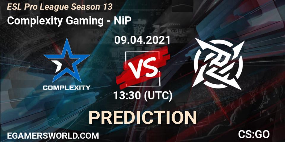 Prognose für das Spiel Complexity Gaming VS NiP. 09.04.21. CS2 (CS:GO) - ESL Pro League Season 13