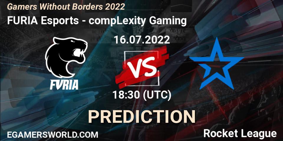 Prognose für das Spiel FURIA Esports VS compLexity Gaming. 16.07.2022 at 18:30. Rocket League - Gamers Without Borders 2022