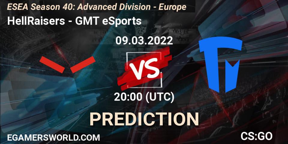 Prognose für das Spiel HellRaisers VS GMT eSports. 09.03.22. CS2 (CS:GO) - ESEA Season 40: Advanced Division - Europe
