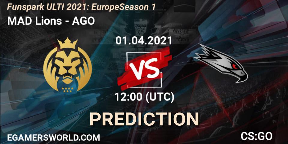 Prognose für das Spiel MAD Lions VS AGO. 01.04.2021 at 12:00. Counter-Strike (CS2) - Funspark ULTI 2021: Europe Season 1