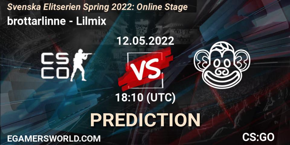 Prognose für das Spiel brottarlinne VS Lilmix. 12.05.2022 at 18:10. Counter-Strike (CS2) - Svenska Elitserien Spring 2022: Online Stage