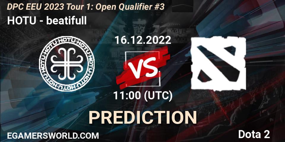 Prognose für das Spiel HOTU VS beatifull. 16.12.2022 at 11:00. Dota 2 - DPC EEU 2023 Tour 1: Open Qualifier #3