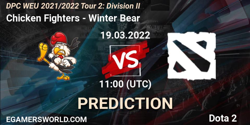 Prognose für das Spiel Chicken Fighters VS Winter Bear. 19.03.22. Dota 2 - DPC 2021/2022 Tour 2: WEU Division II (Lower) - DreamLeague Season 17