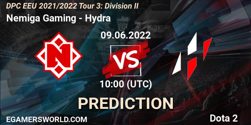 Prognose für das Spiel Nemiga Gaming VS Hydra. 09.06.2022 at 10:00. Dota 2 - DPC EEU 2021/2022 Tour 3: Division II