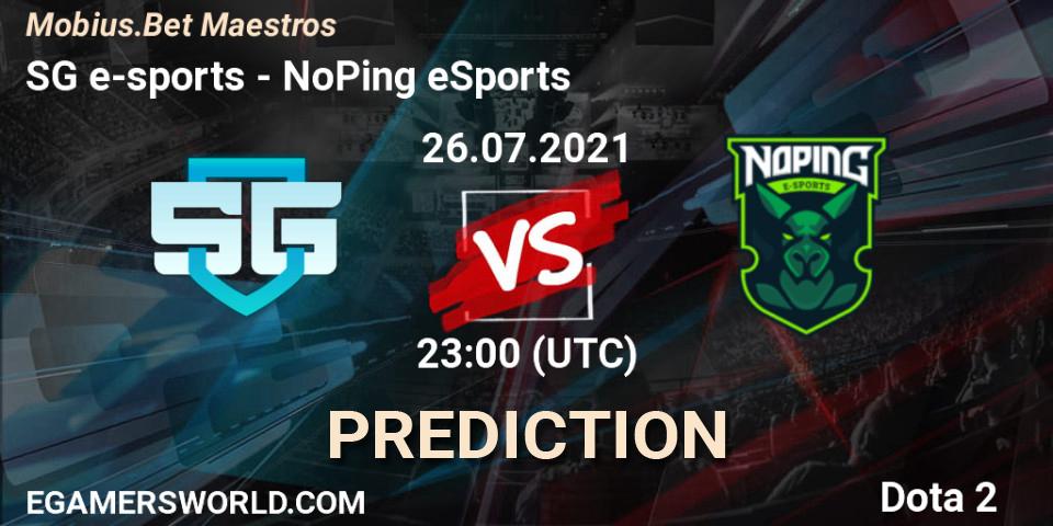 Prognose für das Spiel SG e-sports VS NoPing eSports. 27.07.2021 at 00:23. Dota 2 - Mobius.Bet Maestros