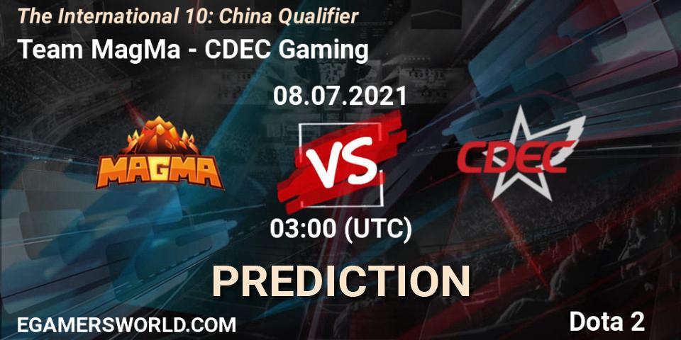 Prognose für das Spiel Team MagMa VS CDEC Gaming. 08.07.2021 at 03:00. Dota 2 - The International 10: China Qualifier