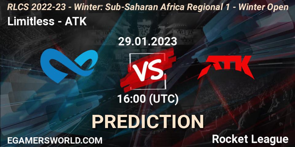 Prognose für das Spiel Limitless VS ATK. 29.01.23. Rocket League - RLCS 2022-23 - Winter: Sub-Saharan Africa Regional 1 - Winter Open