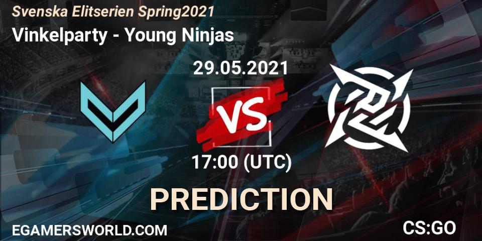 Prognose für das Spiel Vinkelparty VS Young Ninjas. 29.05.2021 at 19:20. Counter-Strike (CS2) - Svenska Elitserien Spring 2021