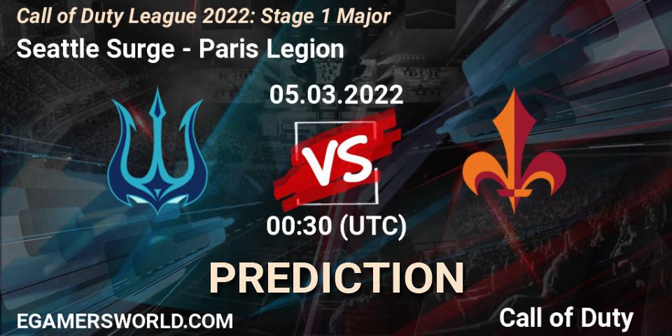 Prognose für das Spiel Seattle Surge VS Paris Legion. 05.03.2022 at 00:30. Call of Duty - Call of Duty League 2022: Stage 1 Major