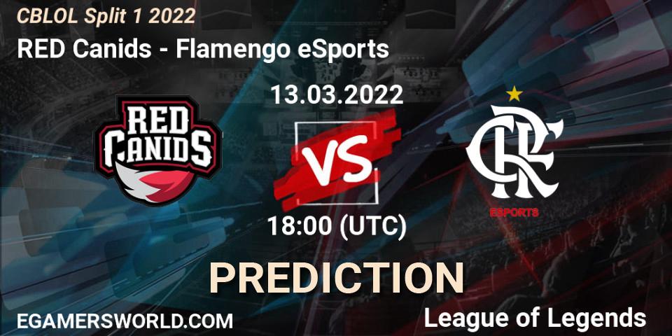 Prognose für das Spiel RED Canids VS Flamengo eSports. 13.03.2022 at 18:05. LoL - CBLOL Split 1 2022