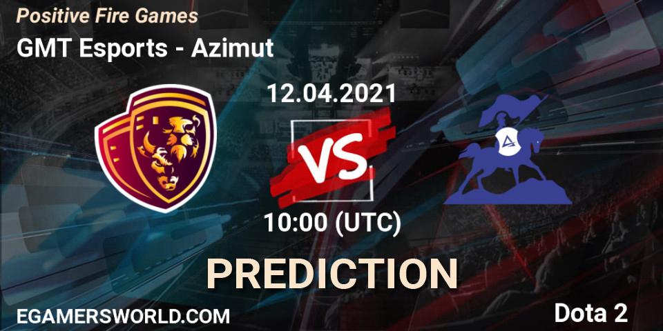 Prognose für das Spiel GMT Esports VS Azimut. 12.04.2021 at 10:09. Dota 2 - Positive Fire Games