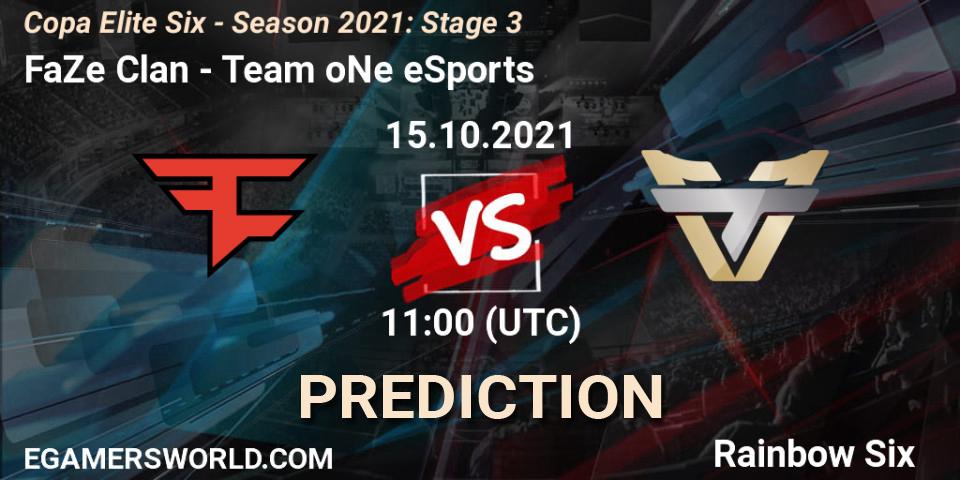 Prognose für das Spiel FaZe Clan VS Team oNe eSports. 14.10.21. Rainbow Six - Copa Elite Six - Season 2021: Stage 3