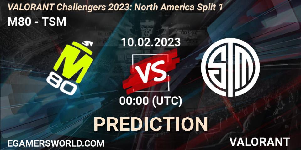 Prognose für das Spiel M80 VS TSM. 09.02.23. VALORANT - VALORANT Challengers 2023: North America Split 1