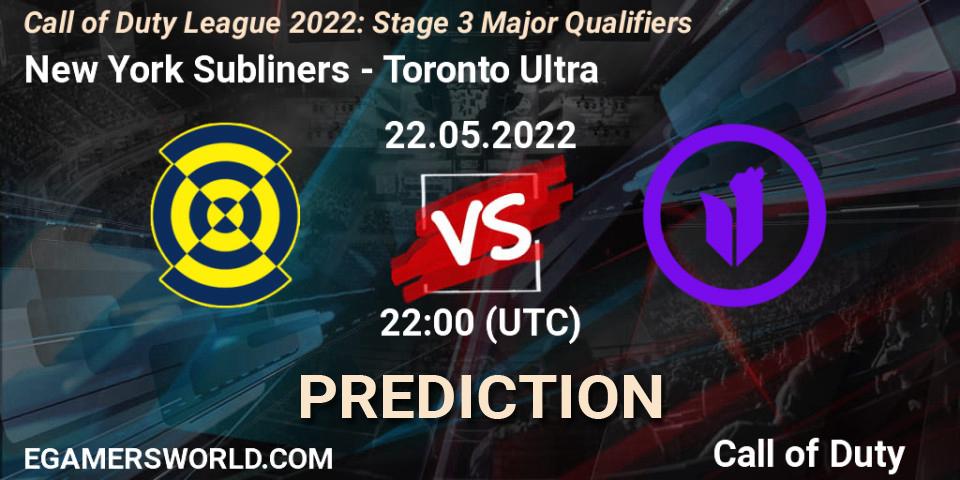 Prognose für das Spiel New York Subliners VS Toronto Ultra. 22.05.22. Call of Duty - Call of Duty League 2022: Stage 3