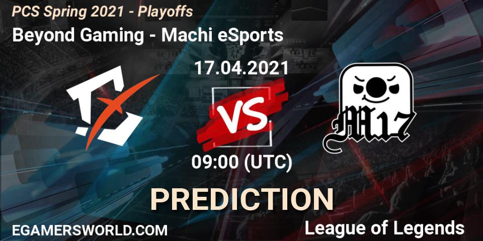 Prognose für das Spiel Beyond Gaming VS Machi eSports. 17.04.2021 at 09:00. LoL - PCS Spring 2021 - Playoffs