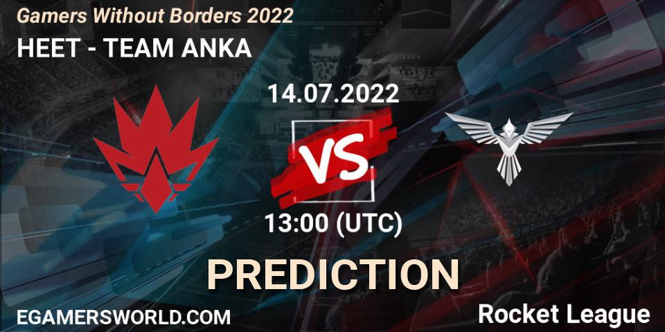 Prognose für das Spiel HEET VS TEAM ANKA. 14.07.22. Rocket League - Gamers Without Borders 2022