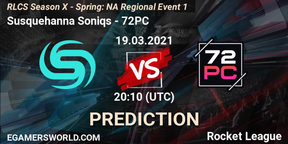 Prognose für das Spiel Susquehanna Soniqs VS 72PC. 19.03.21. Rocket League - RLCS Season X - Spring: NA Regional Event 1
