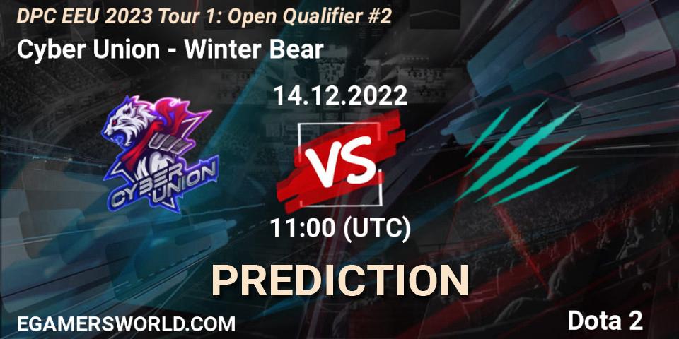 Prognose für das Spiel Cyber Union VS Winter Bear. 14.12.22. Dota 2 - DPC EEU 2023 Tour 1: Open Qualifier #2