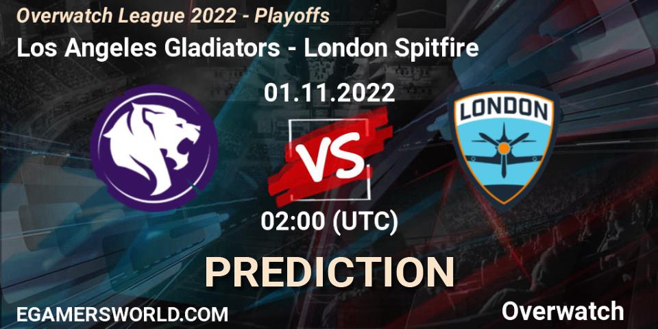 Prognose für das Spiel Los Angeles Gladiators VS London Spitfire. 01.11.22. Overwatch - Overwatch League 2022 - Playoffs