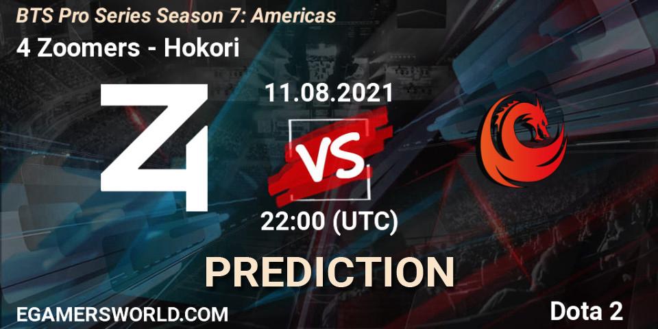 Prognose für das Spiel 4 Zoomers VS Hokori. 11.08.2021 at 22:33. Dota 2 - BTS Pro Series Season 7: Americas